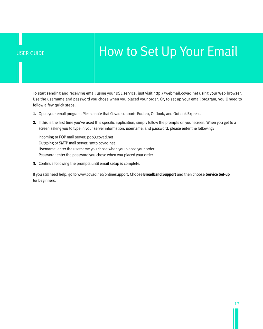 Netopia Network Adapte manual How to Set Up Your Email 