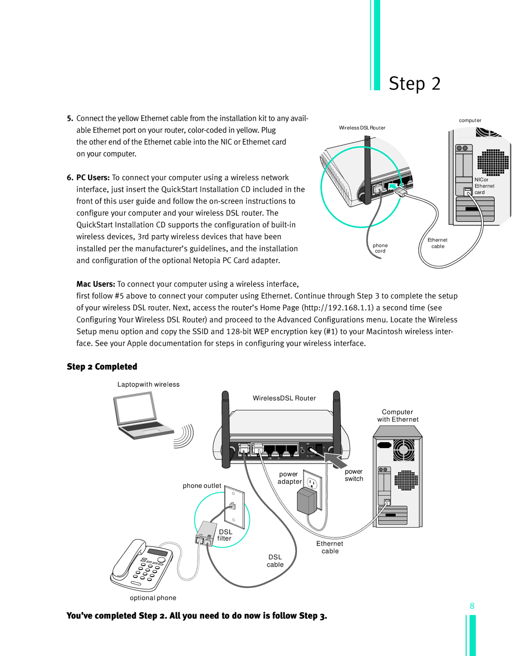 Netopia Network Adapte manual Completed, You’ve completed . All you need to do now is follow Step 