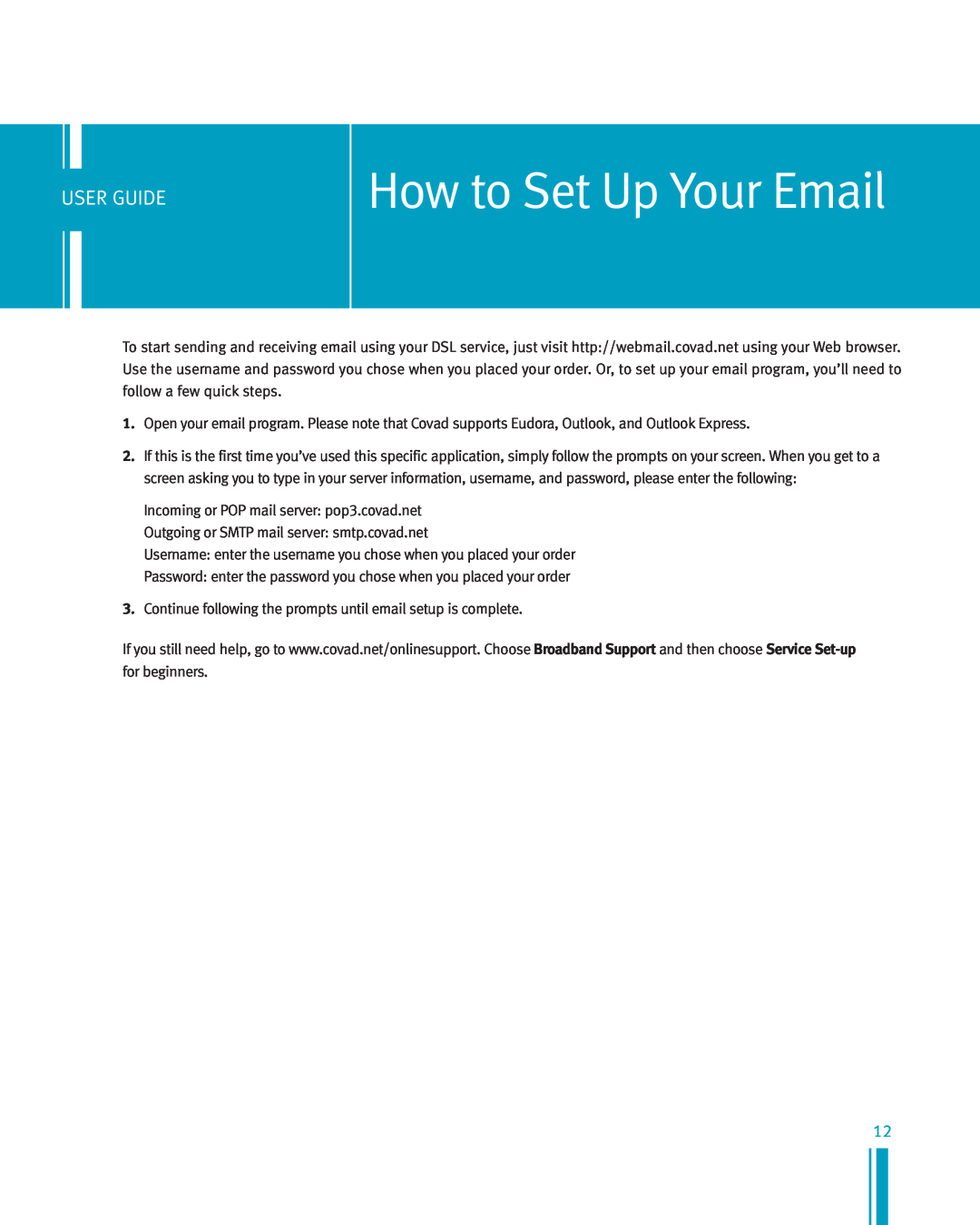 Netopia Network Adapte manual How to Set Up Your Email, User Guide 