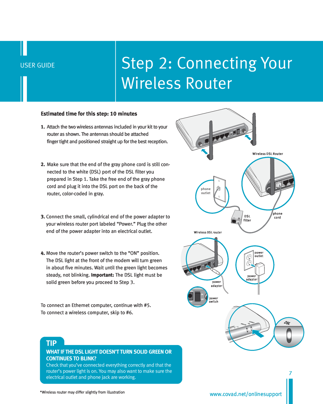 Netopia Network Adapte manual Connecting Your Wireless Router, Estimated time for this minutes, User Guide 