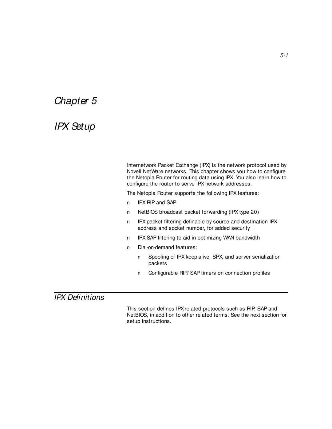 Netopia PN Series manual Chapter IPX Setup, IPX Deﬁnitions 