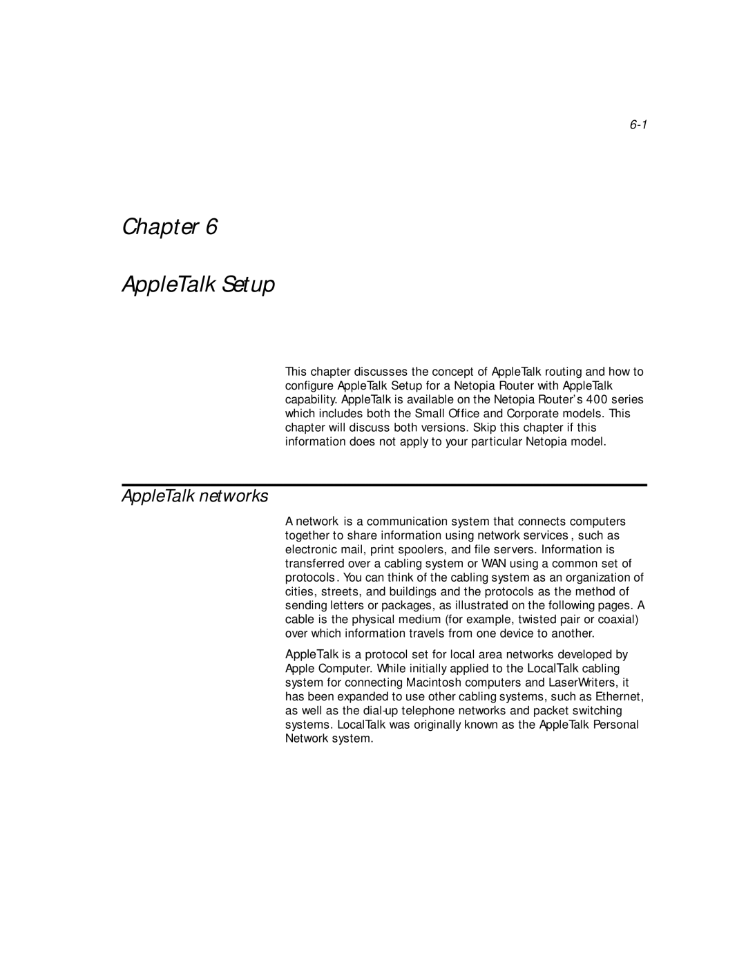 Netopia PN Series manual Chapter AppleTalk Setup, AppleTalk networks 