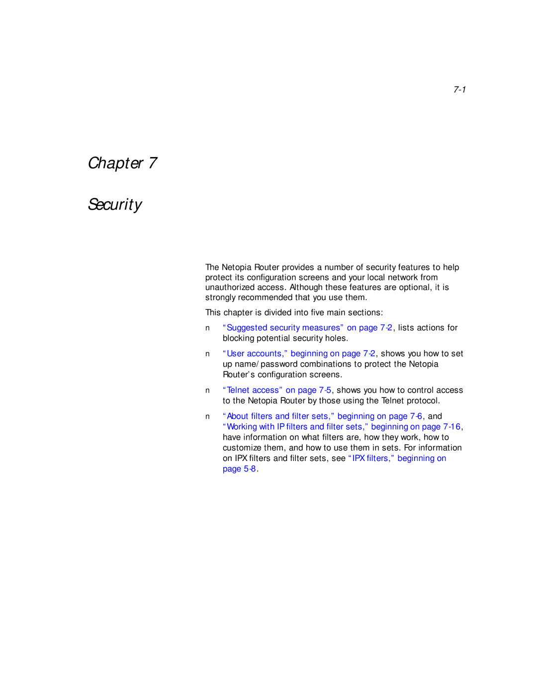 Netopia PN Series manual Chapter Security 