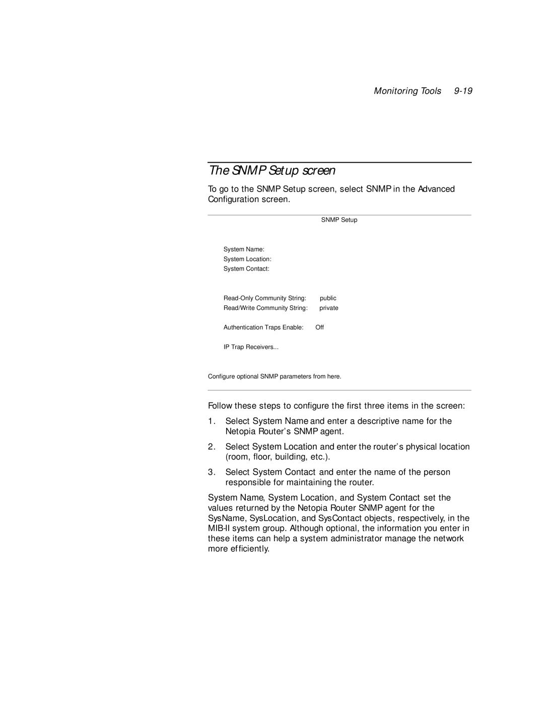 Netopia PN Series manual Snmp Setup screen 