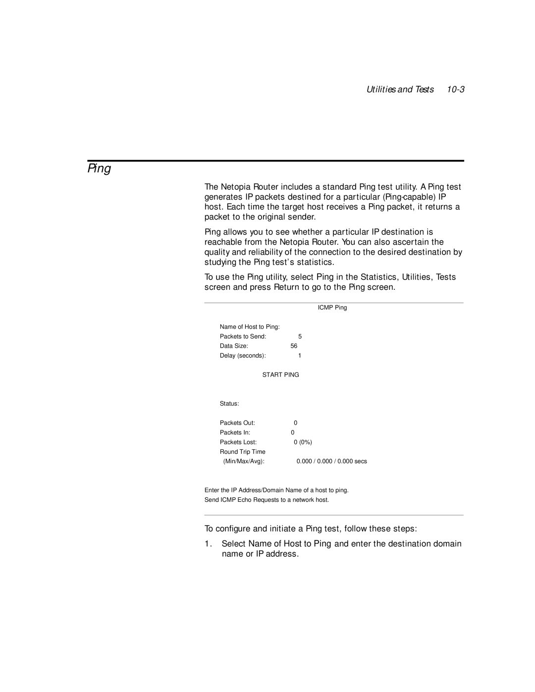 Netopia PN Series manual Ping, Utilities and Tests 