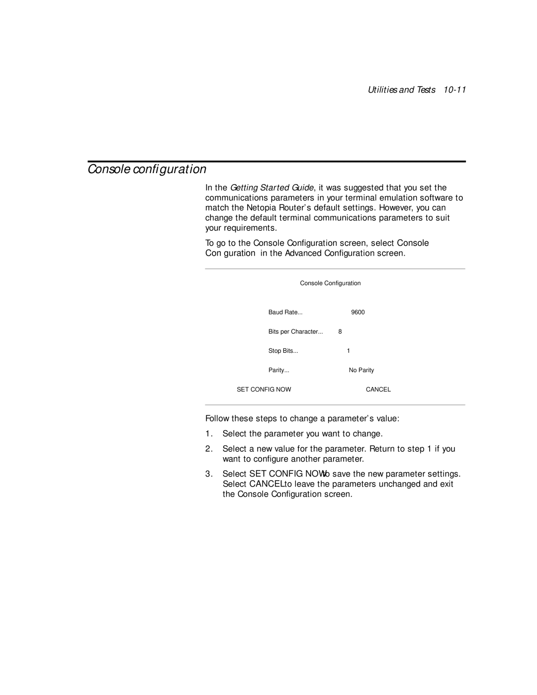 Netopia PN Series manual Console conﬁguration 