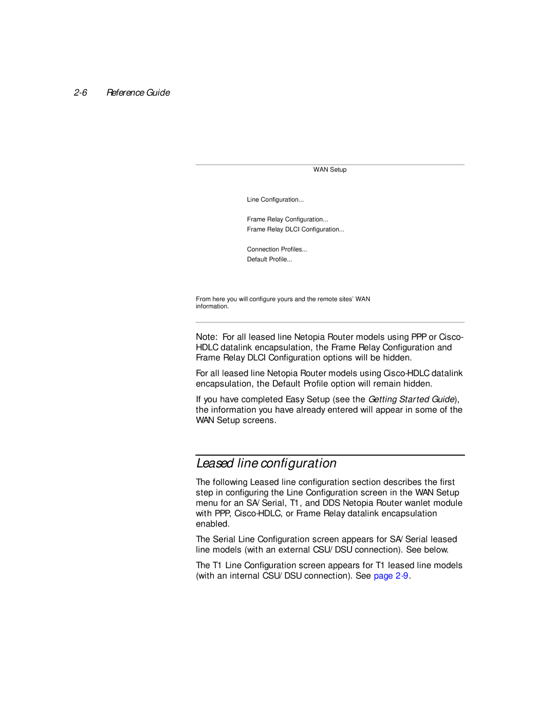 Netopia PN Series manual Leased line conﬁguration 