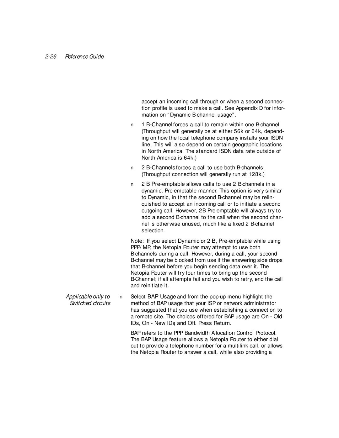 Netopia PN Series manual Select BAP Usage and from the pop-up menu highlight 