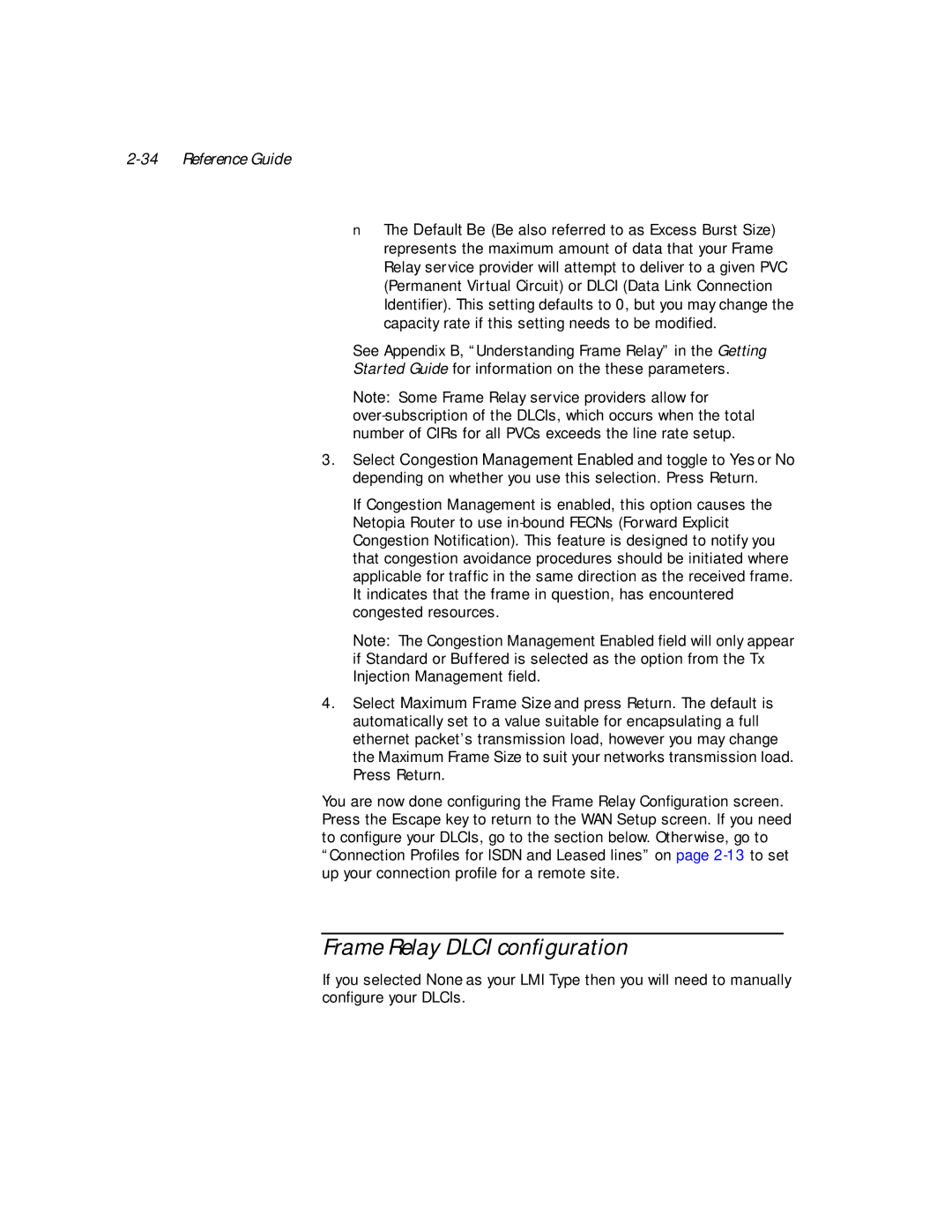 Netopia PN Series manual Frame Relay Dlci conﬁguration 