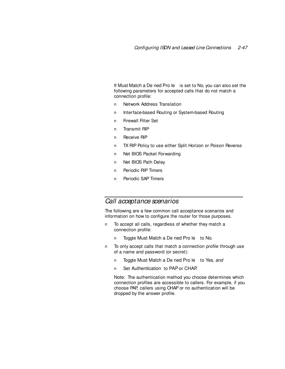 Netopia PN Series manual Call acceptance scenarios 