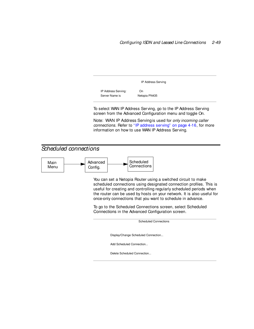 Netopia PN Series manual Scheduled connections 