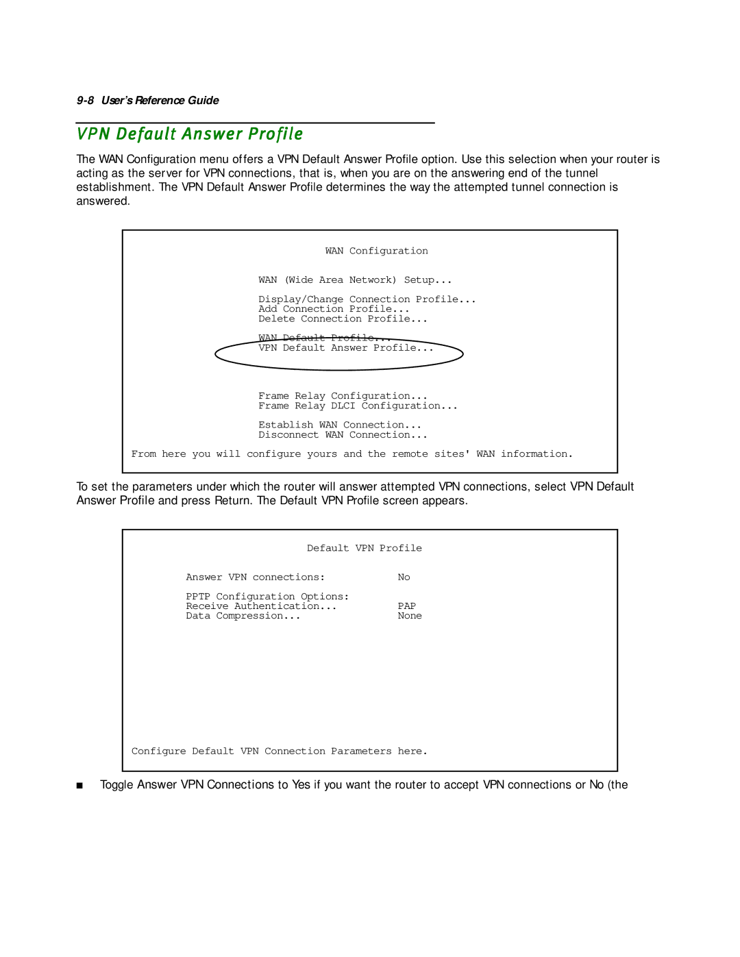 Netopia R2020 manual VPN Default Answer Profile 