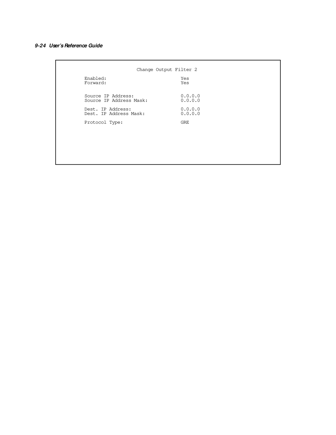 Netopia R2020 manual Change Output Filter EnabledYes ForwardYes Source IP Address 