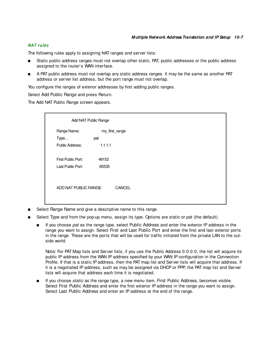 Netopia R2020 manual NAT rules 