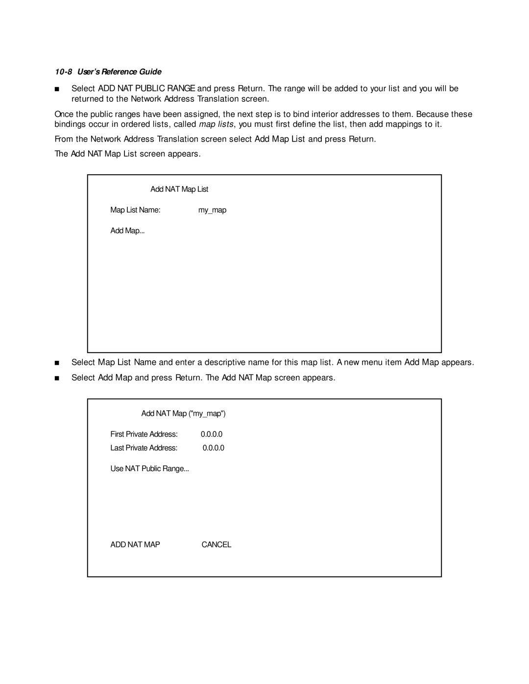 Netopia R2020 manual Add Nat Map 