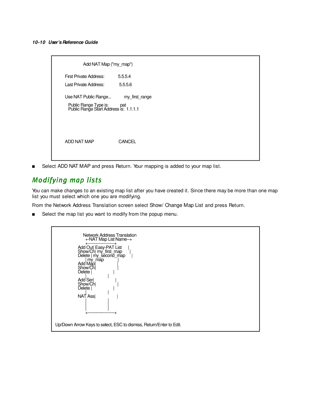 Netopia R2020 manual Modifying map lists 