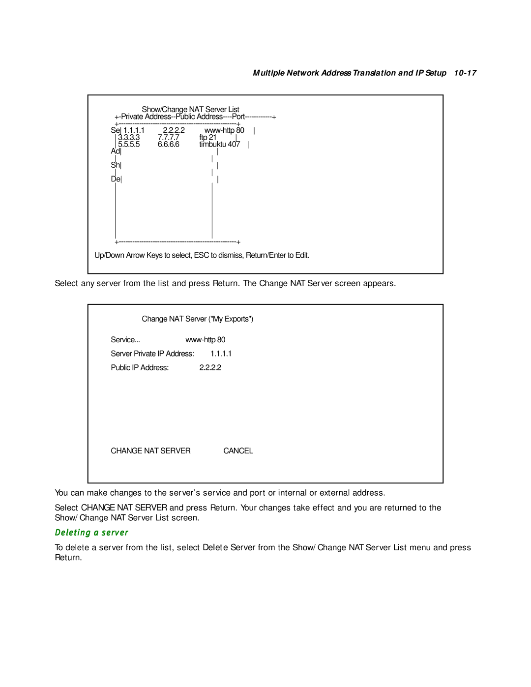 Netopia R2020 manual Deleting a server 