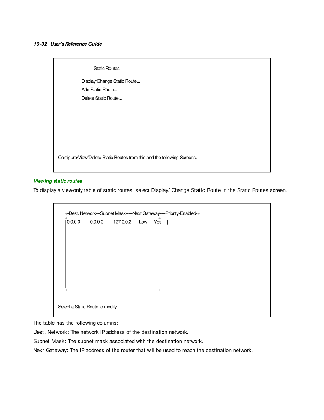 Netopia R2020 manual Viewing static routes 