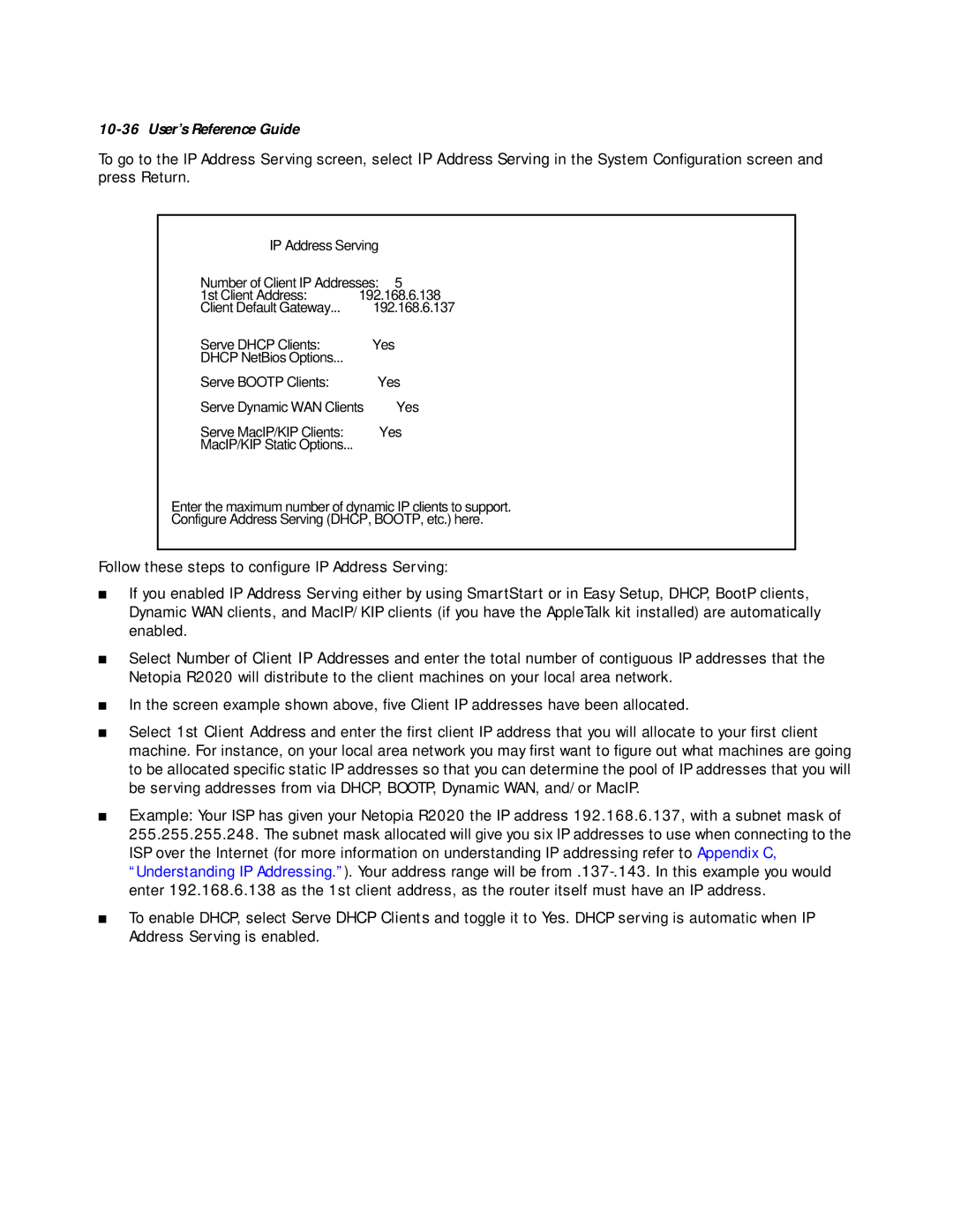 Netopia R2020 manual Client Default Gateway 