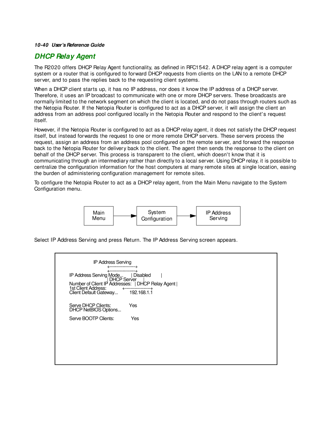 Netopia R2020 manual Dhcp Relay Agent 