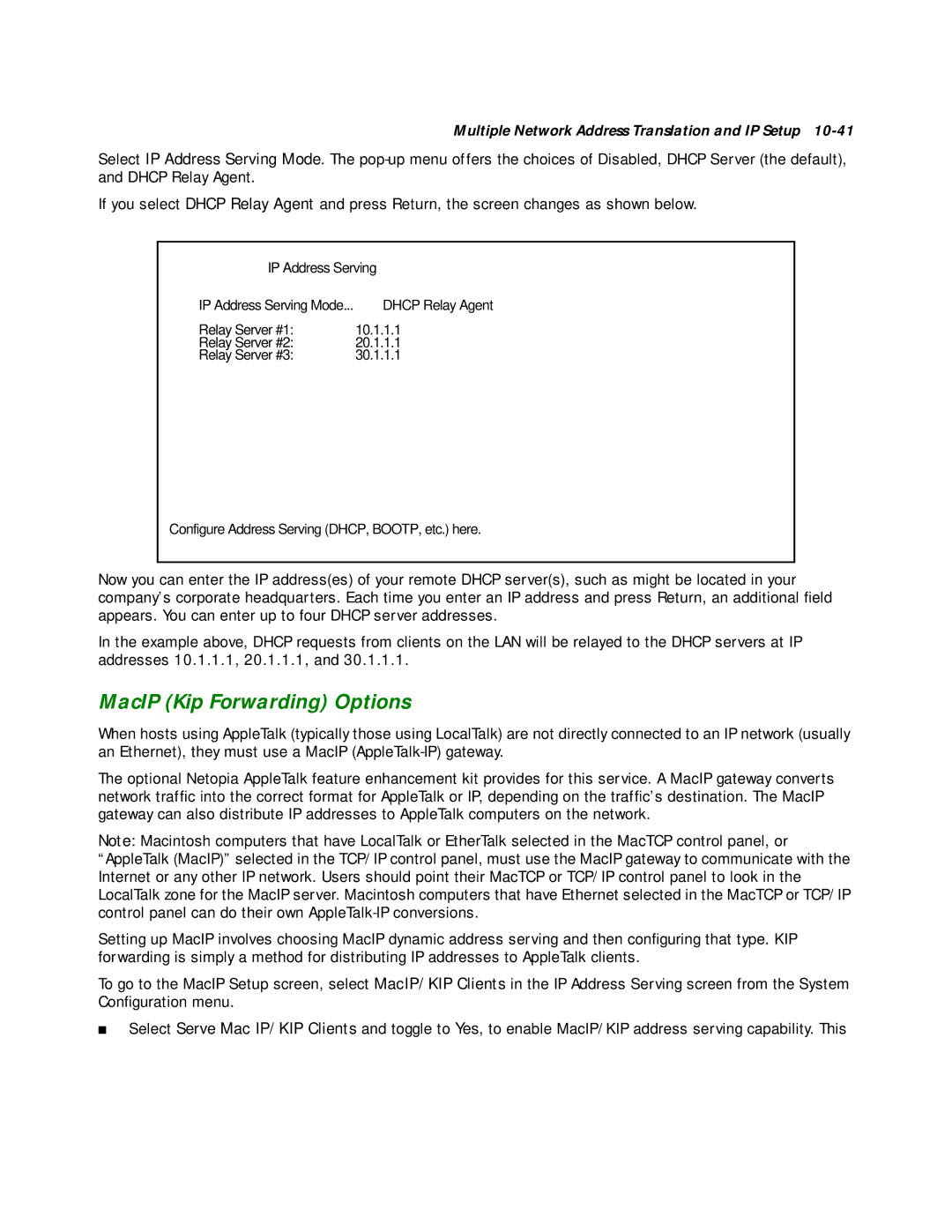 Netopia R2020 manual MacIP Kip Forwarding Options 