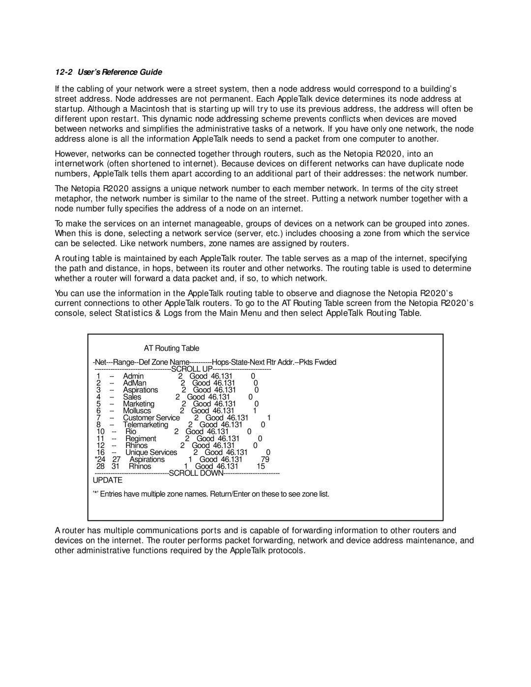 Netopia R2020 manual AT Routing Table 