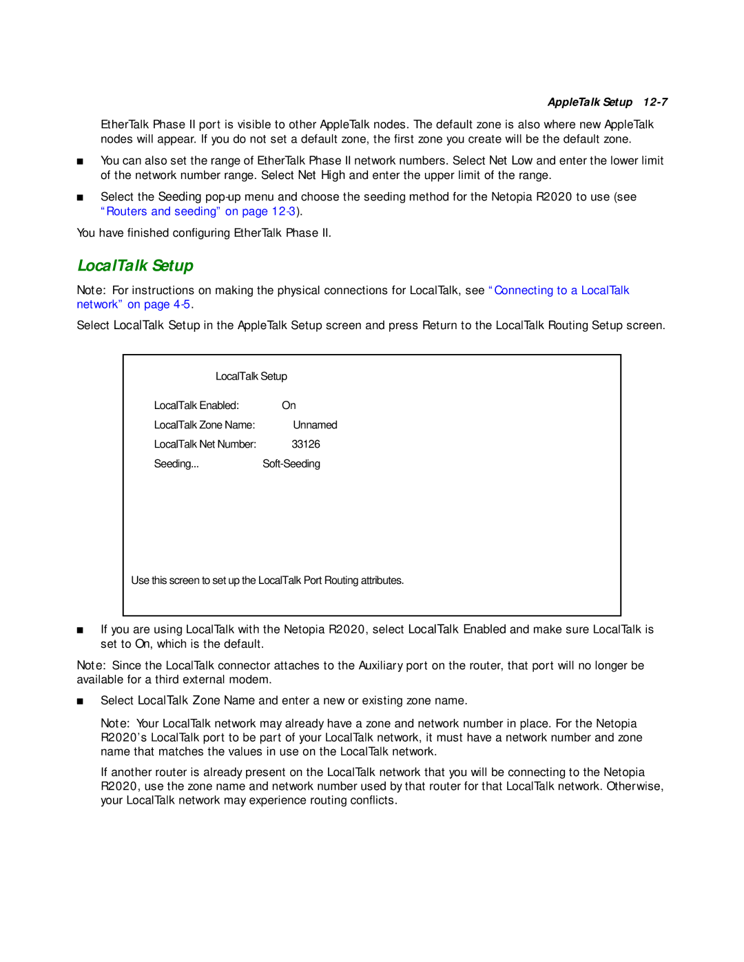 Netopia R2020 manual LocalTalk Setup 