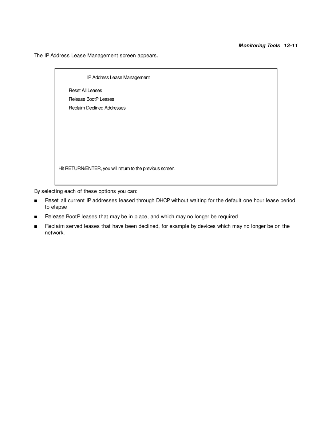 Netopia R2020 manual IP Address Lease Management screen appears 