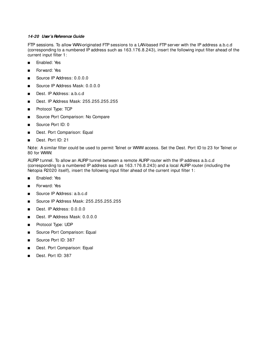 Netopia R2020 manual User’s Reference Guide 