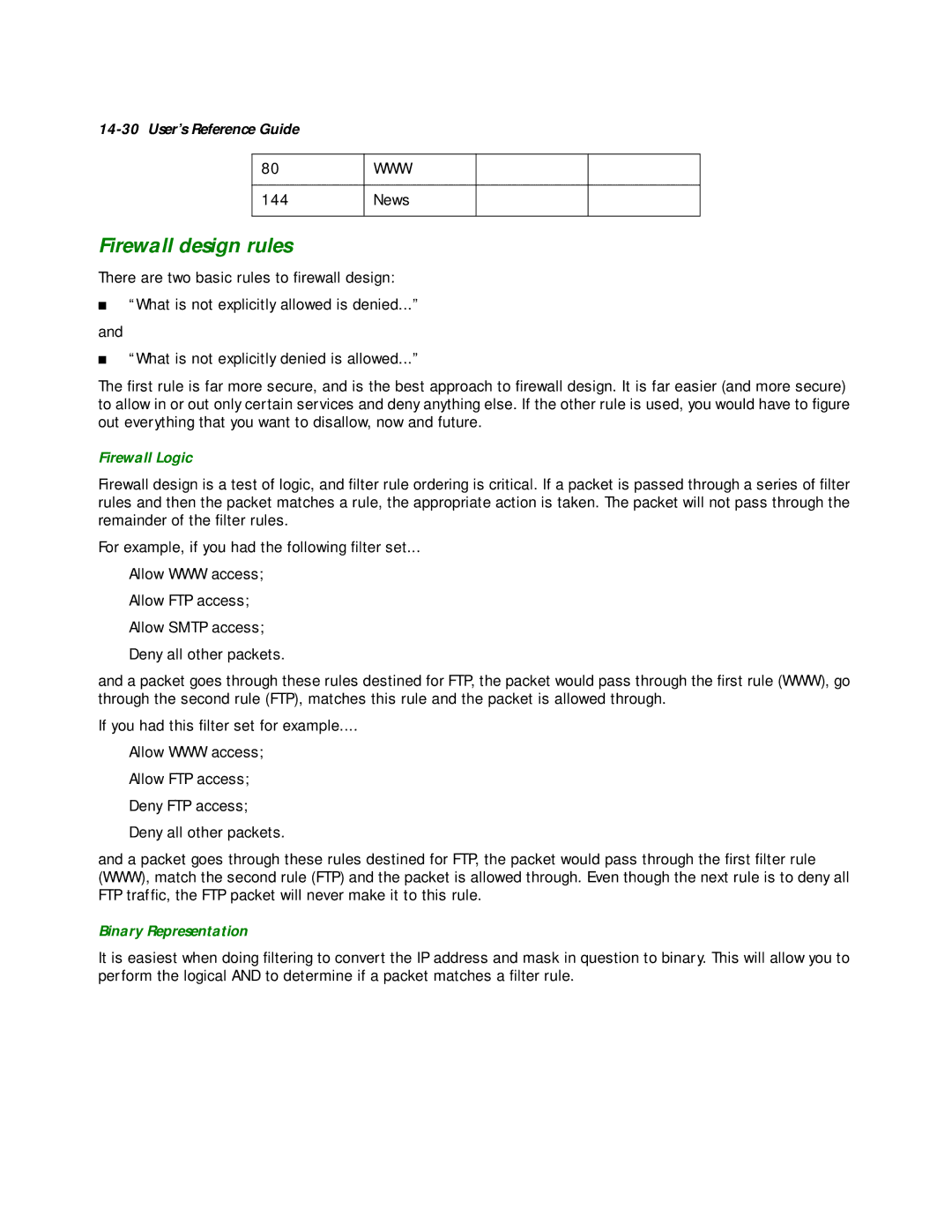 Netopia R2020 manual Firewall design rules, Firewall Logic, Binary Representation 