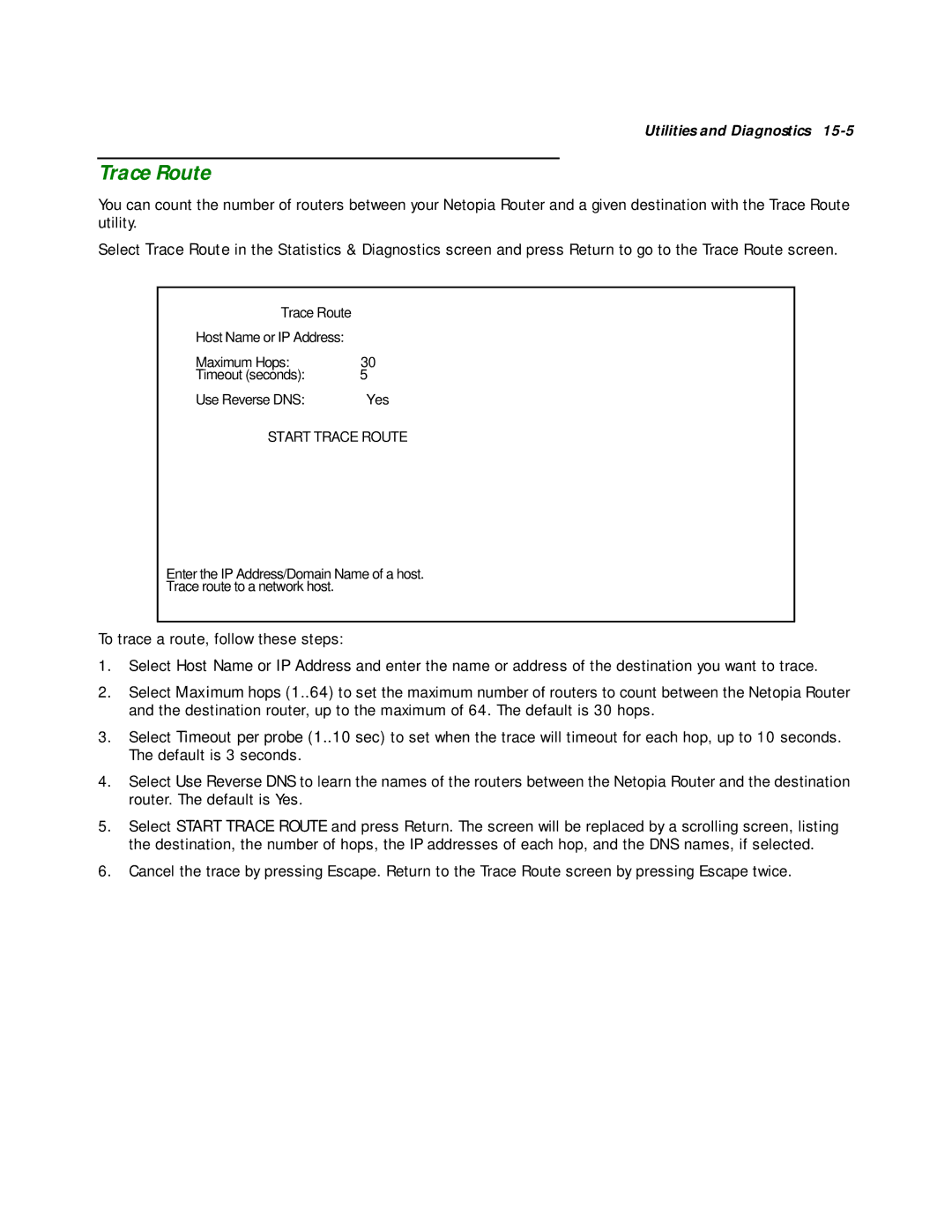 Netopia R2020 manual Trace Route 