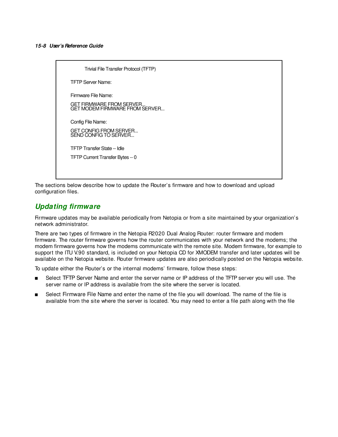 Netopia R2020 manual Updating ﬁrmware 