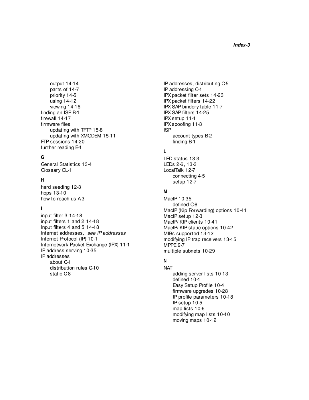 Netopia R2020 manual Index-3 