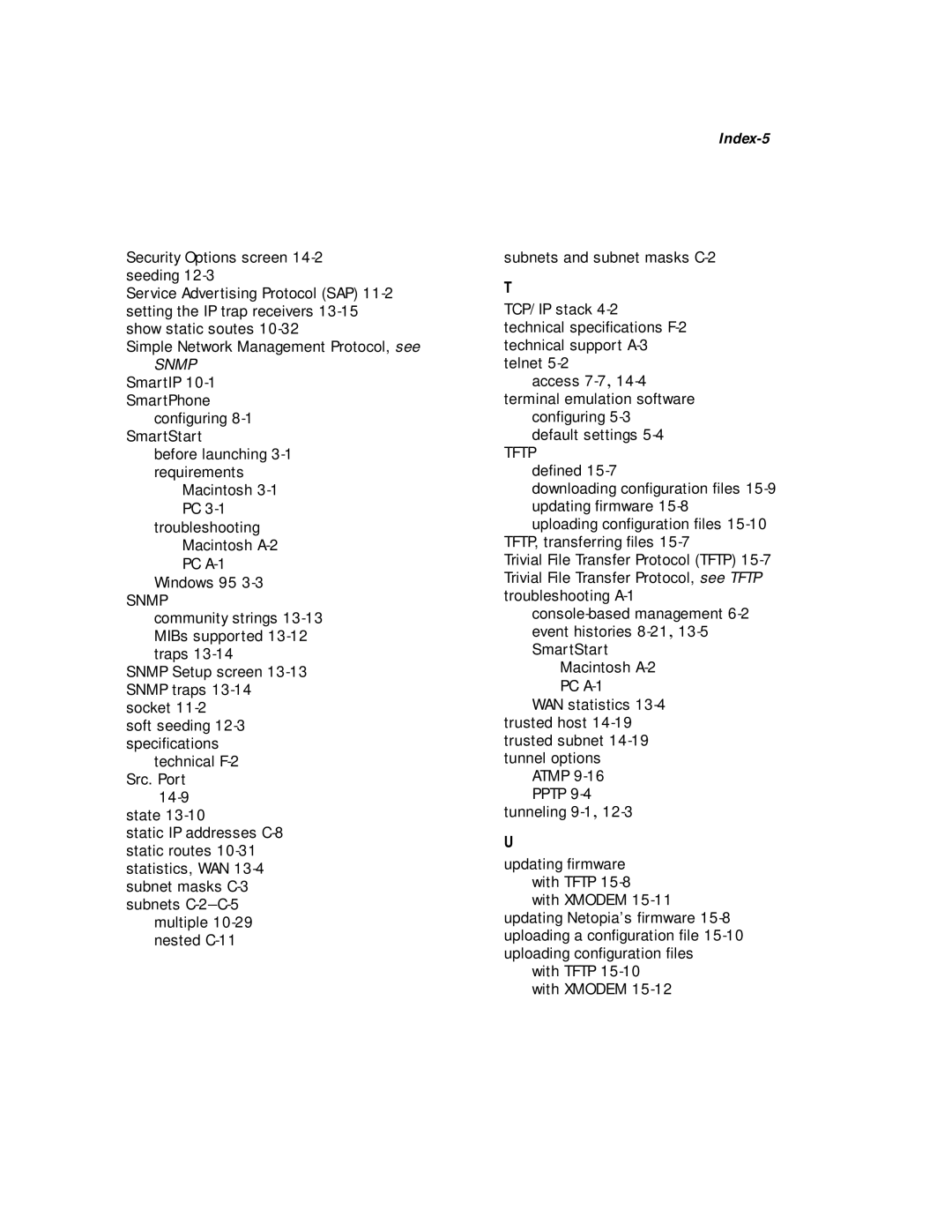 Netopia R2020 manual Index-5 