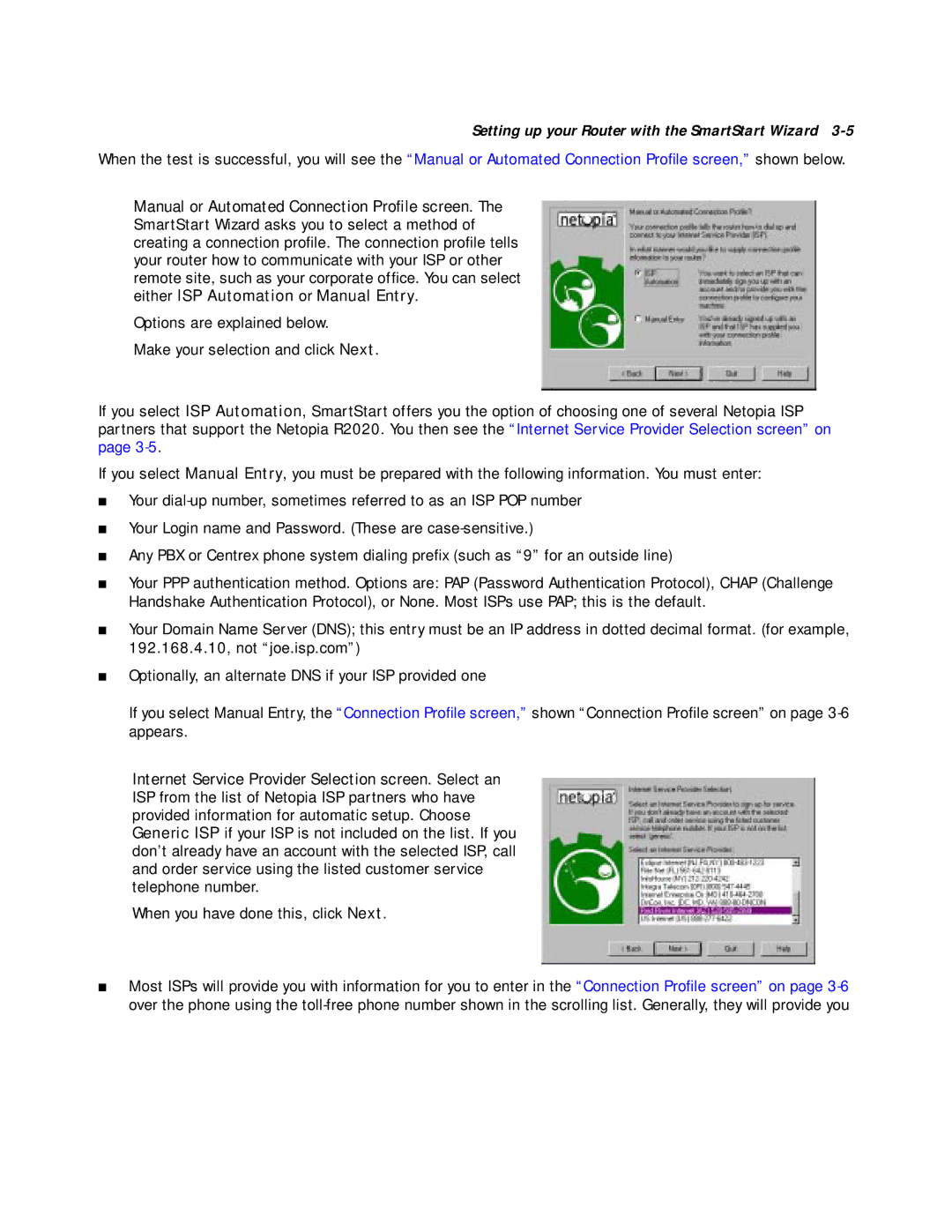 Netopia R2020 manual Setting up your Router with the SmartStart Wizard 