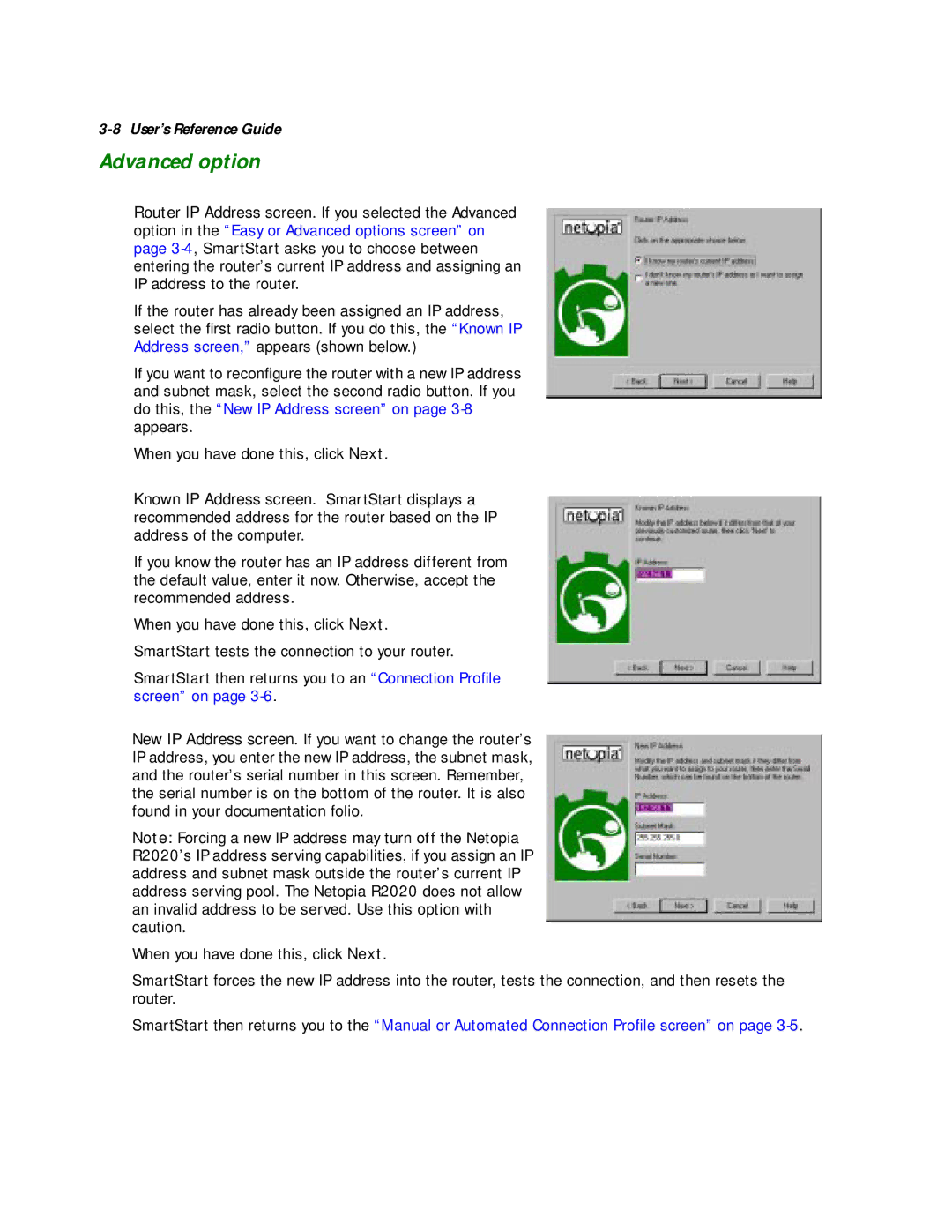 Netopia R2020 manual Advanced option 