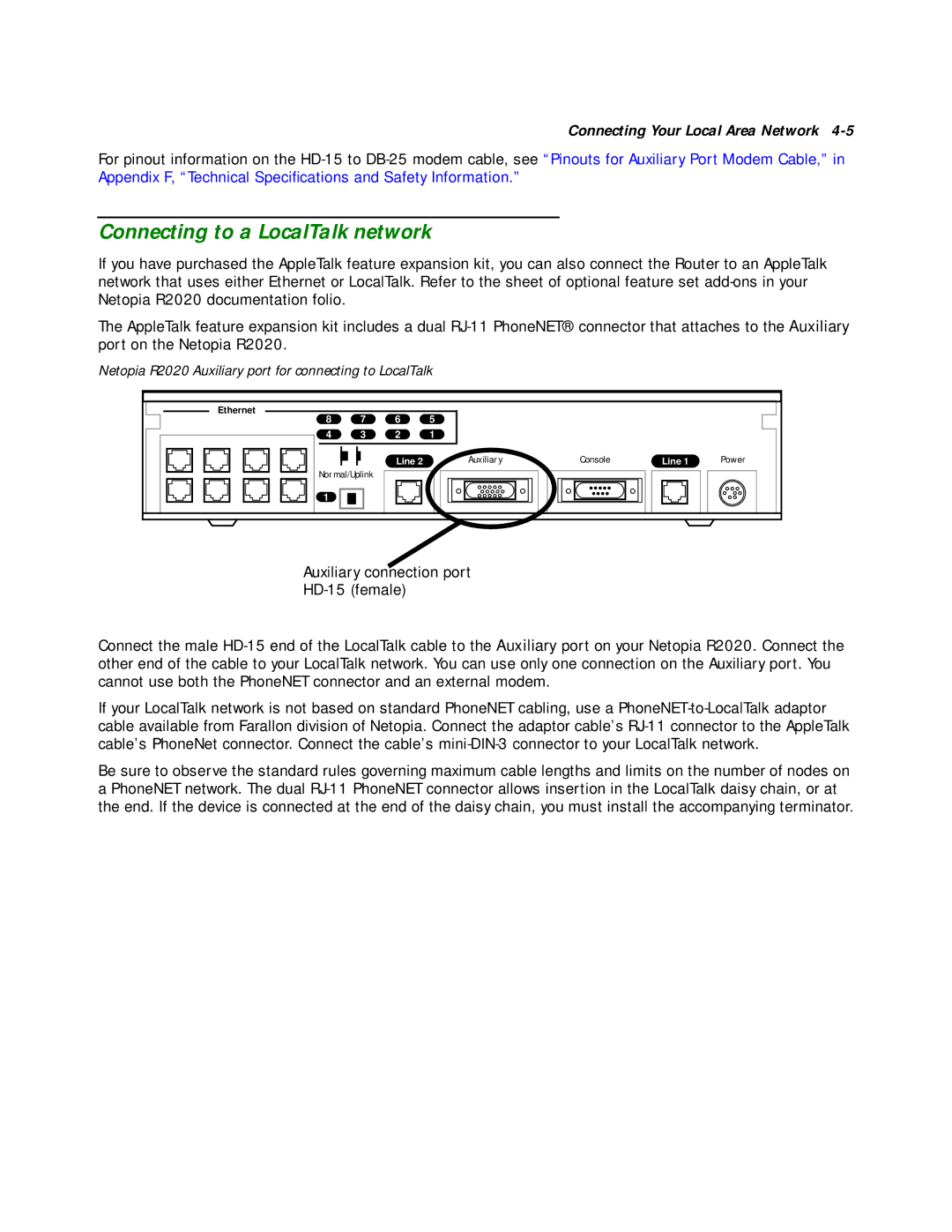 Netopia R2020 manual Connecting to a LocalTalk network 