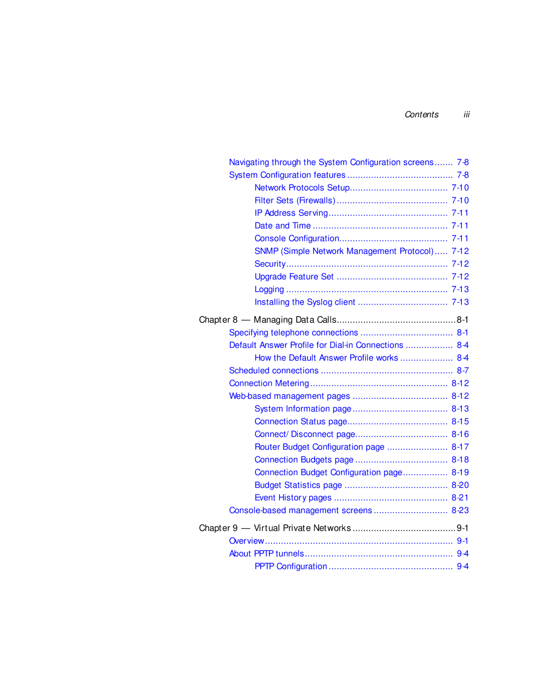 Netopia R2020 manual Contents 