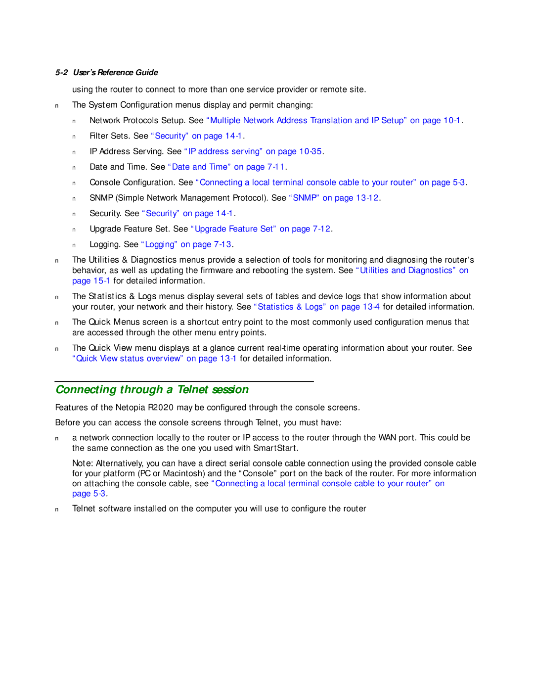 Netopia R2020 manual Connecting through a Telnet session, Snmp Simple Network Management Protocol. See Snmp on 