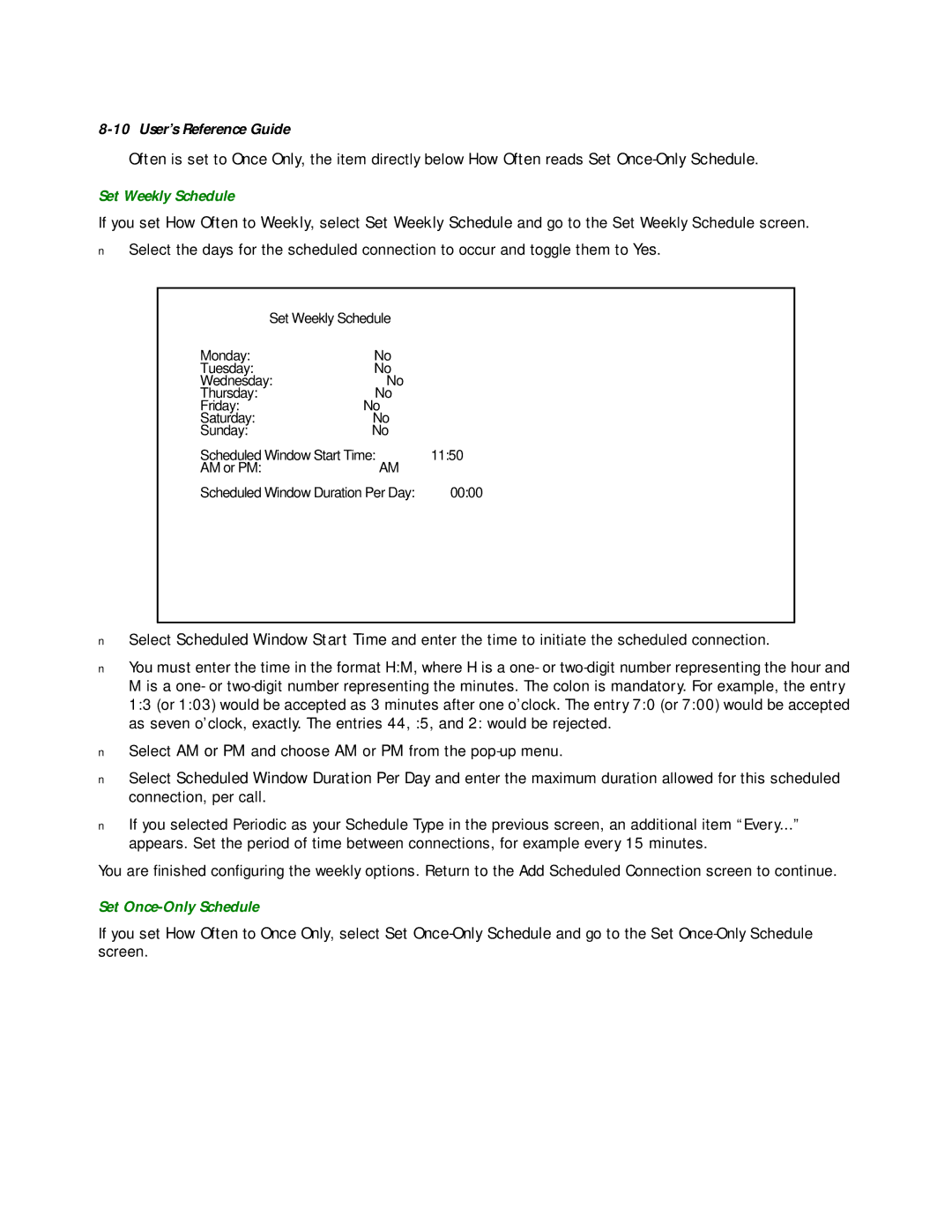 Netopia R2020 manual Set Weekly Schedule, Set Once-Only Schedule 