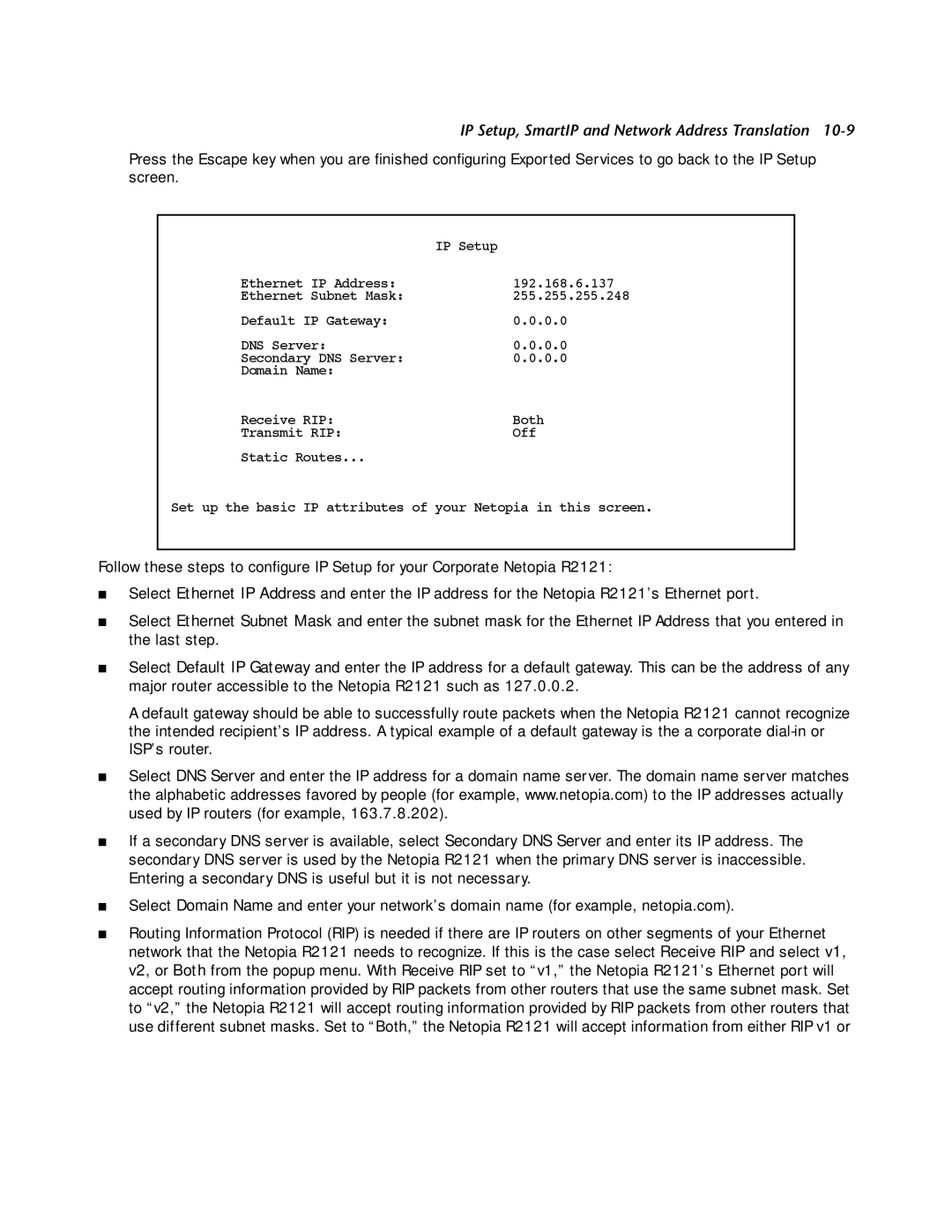 Netopia R2121 manual IP Setup 