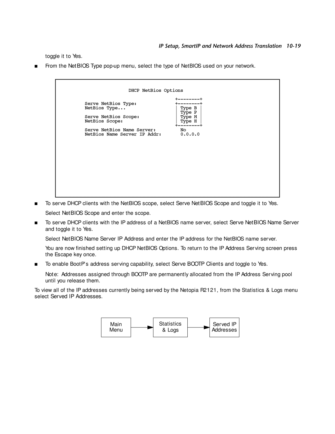 Netopia R2121 manual IP Setup, SmartIP and Network Address Translation 