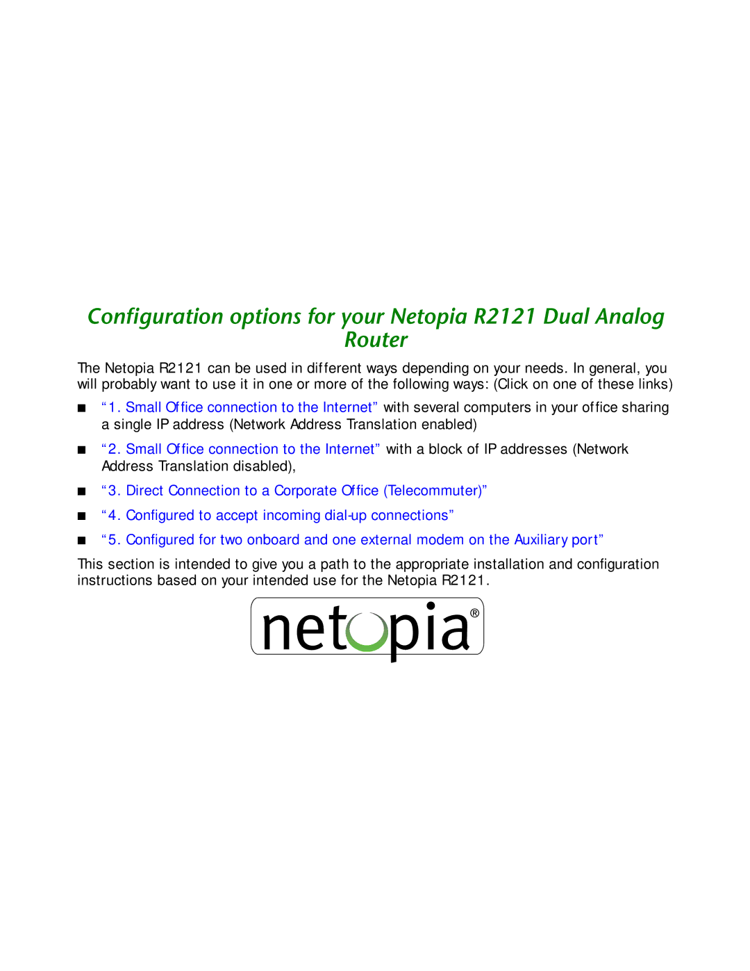 Netopia R2121 manual 