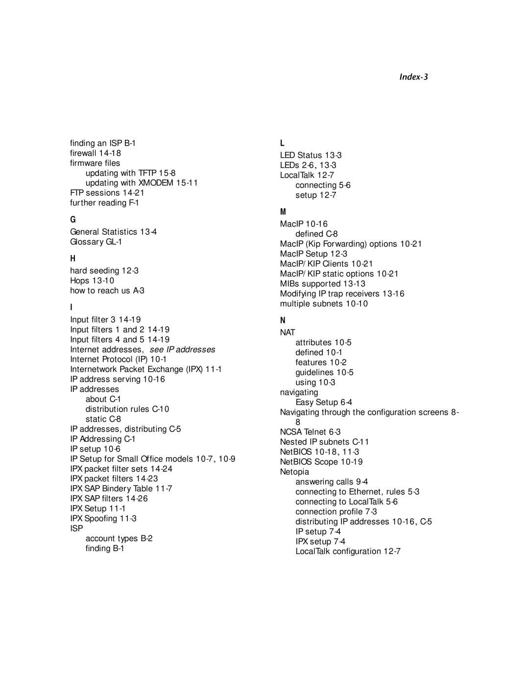 Netopia R2121 manual Index-3 