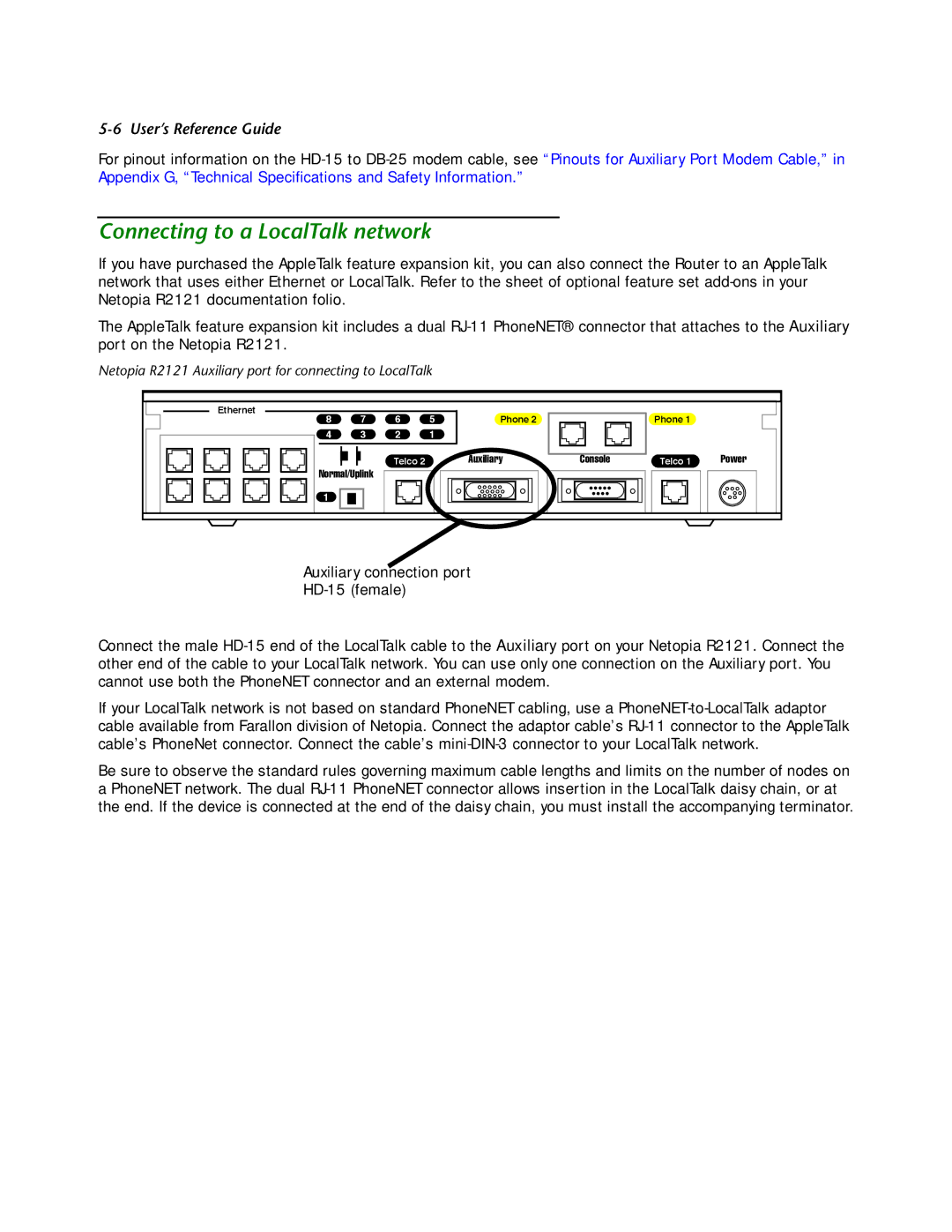 Netopia R2121 manual Connecting to a LocalTalk network 