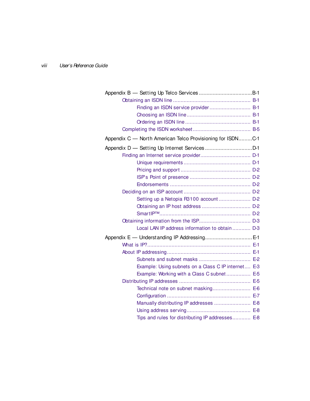 Netopia R3100 manual Viii User’s Reference Guide 