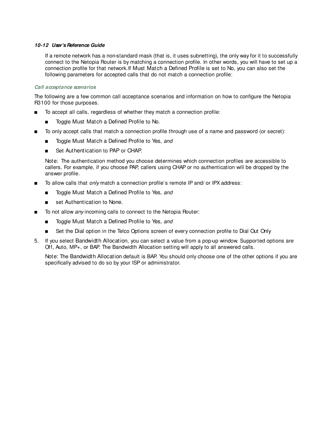 Netopia R3100 manual Call acceptance scenarios 