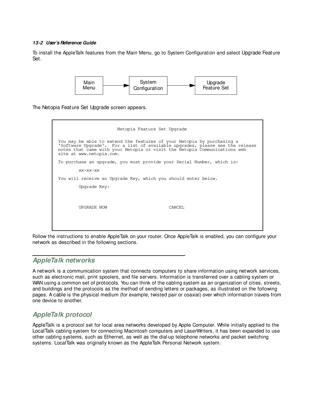 Netopia R3100 manual AppleTalk networks, AppleTalk protocol 