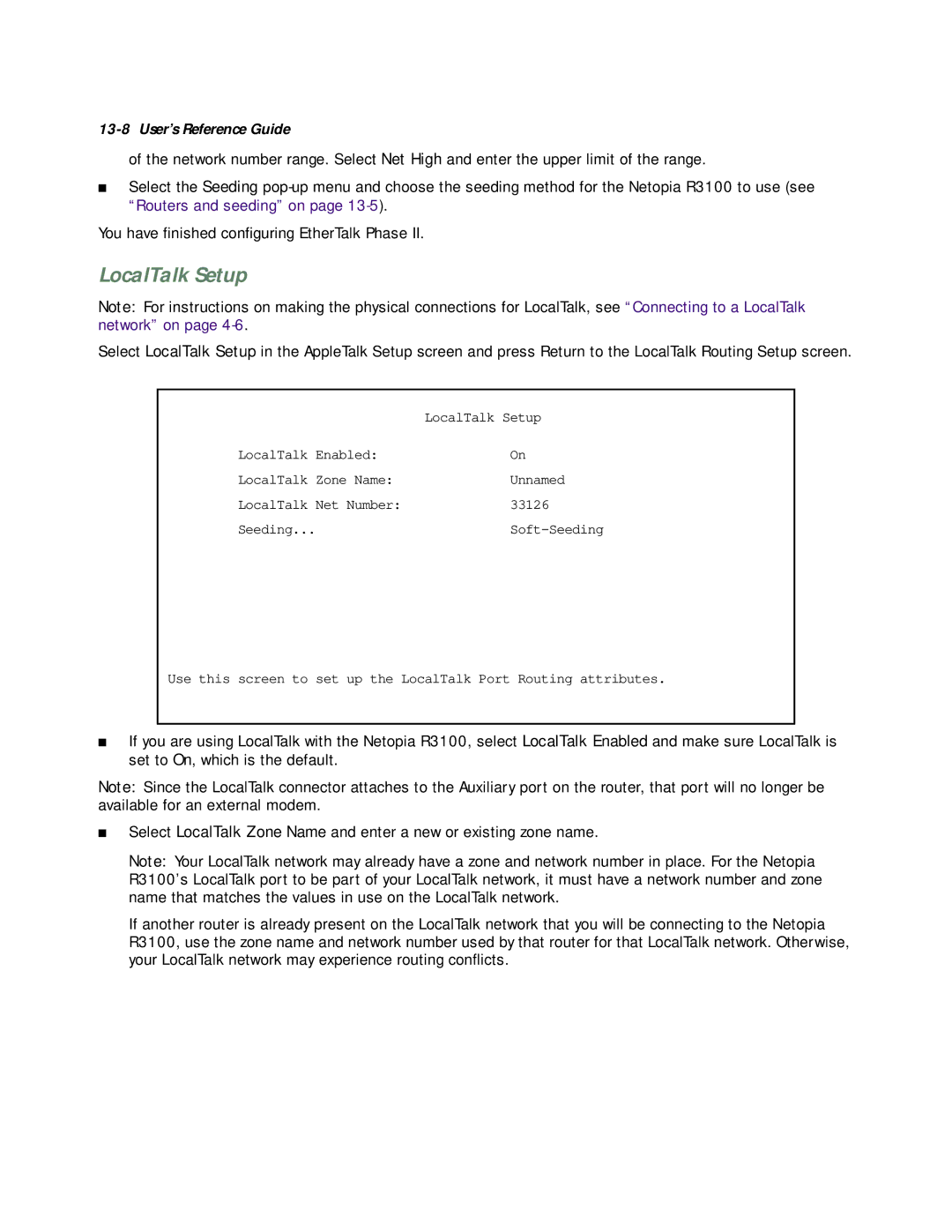 Netopia R3100 manual LocalTalk Setup 