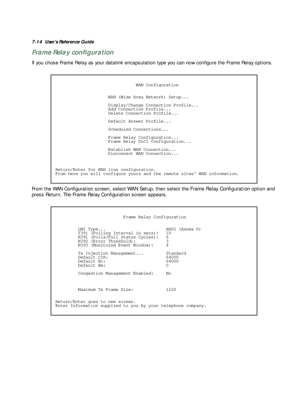 Netopia R3100 manual Frame Relay conﬁguration 